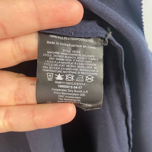 Tory Burch Navy Jane Ruffle Button Front Crepe Dress - Picture 10 of 10